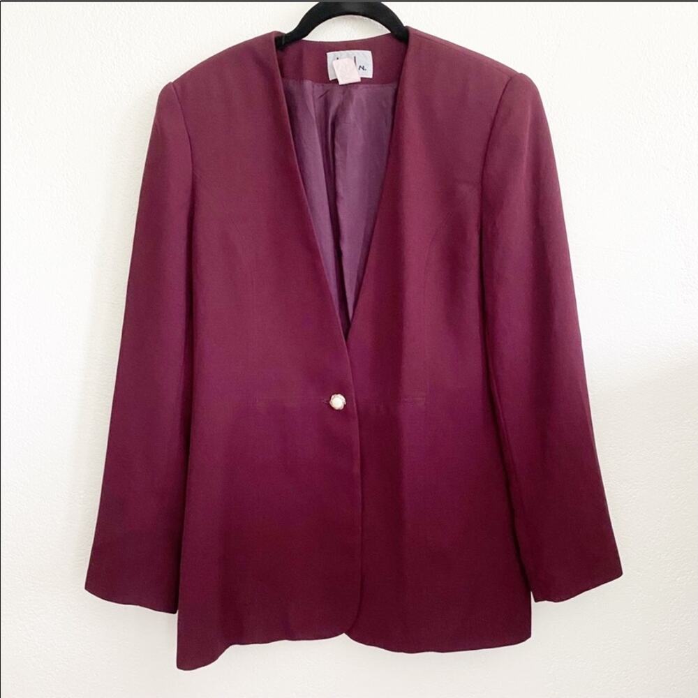David N. Vintage Burgundy Single Button Blazer Size 8
